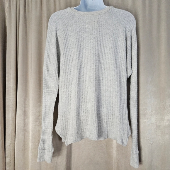 Velvet dove gray metallic sparkle V-neck thermal top Womens XSmall - Picture 5 of 7